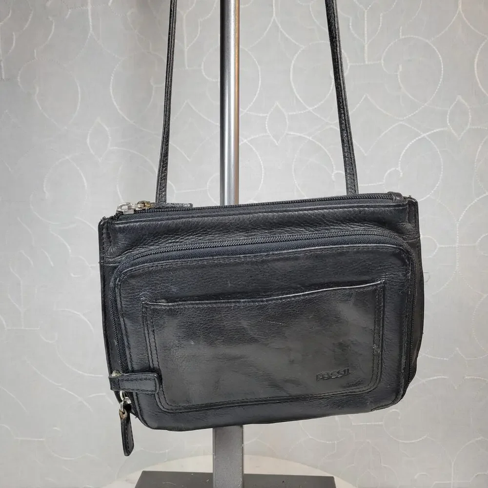 VTG Fossil Black Pebbled Leather‎ Purse 9
